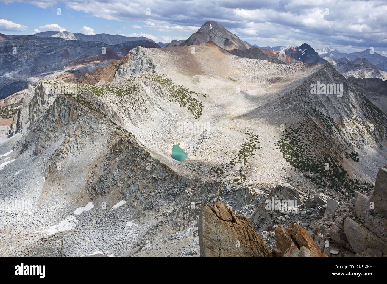 Red Slate Mountain photo from the summit of Mount Mendenhall in the John Muir Wilderness of the Sierra Nevada of California Stock Photo