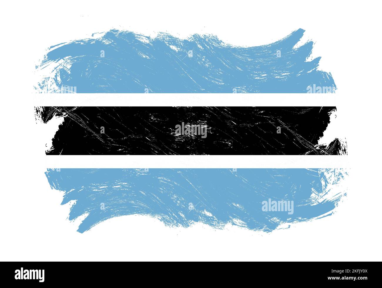 Botswana flag on distressed grunge white stroke brush background Stock ...