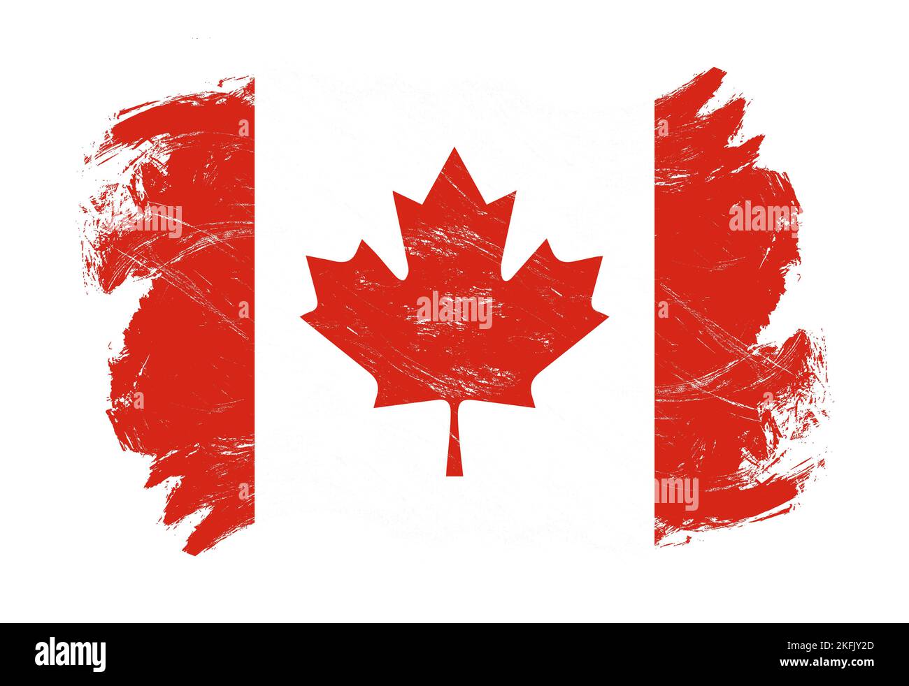 Canada flag on distressed grunge white stroke brush background Stock ...