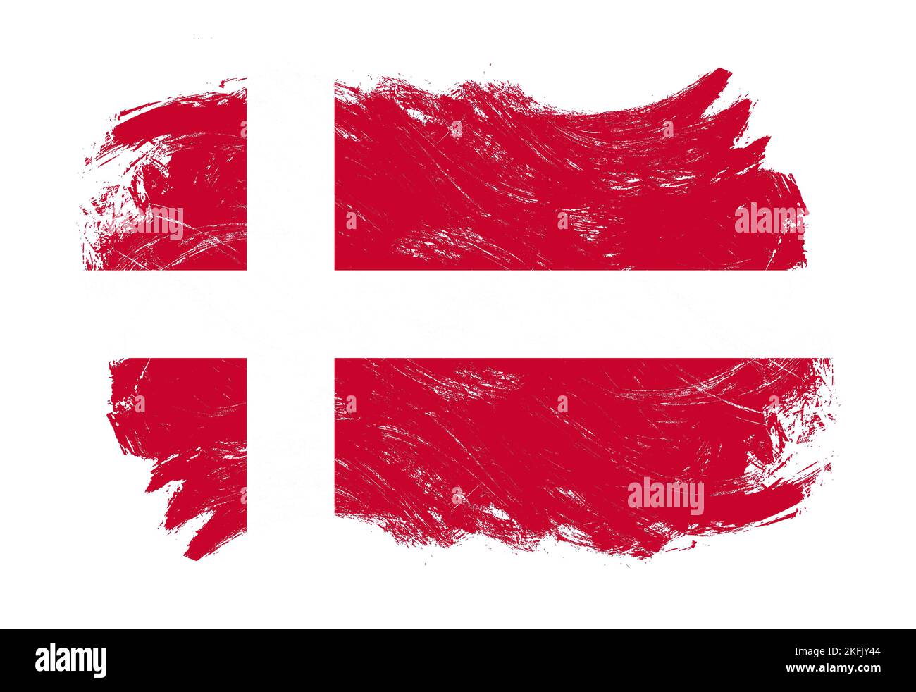 Denmark flag on distressed grunge white stroke brush background Stock ...