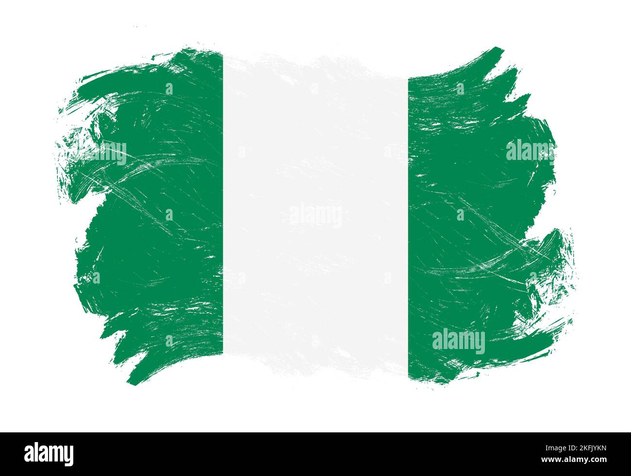 Nigeria flag on distressed grunge white stroke brush background Stock ...
