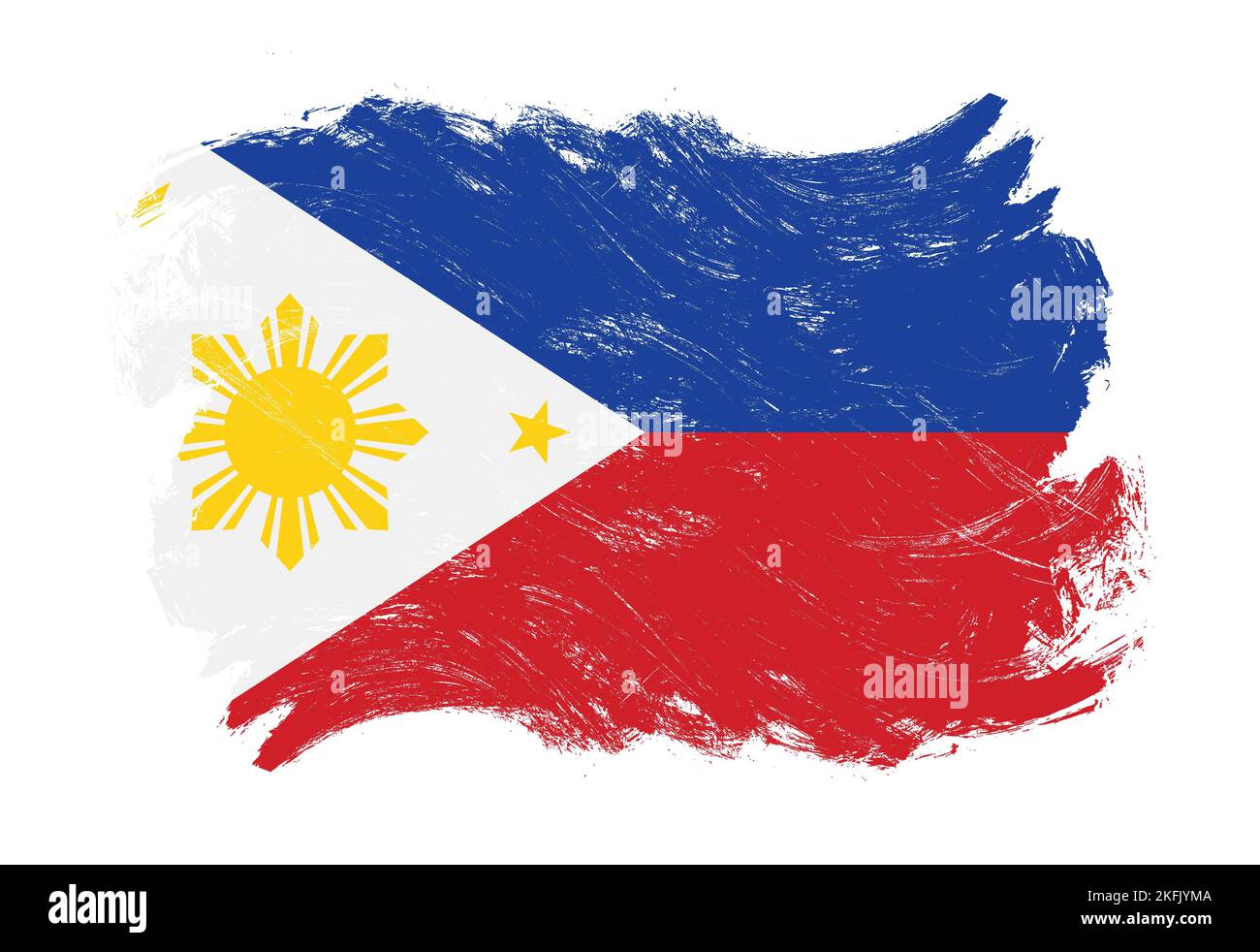 Philippines flag on distressed grunge white stroke brush background Stock Photo