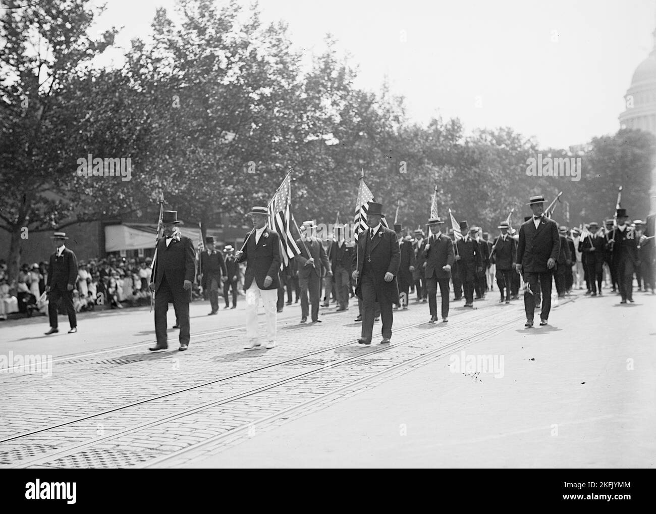 Preparedness Parade - President Wilson, William F. Gude, And Randolph Kauffmann Leading Parade; Among Those in Next Row Are: Rep. Joe Robinson And C.J. Columbus, 1916. Stock Photo
