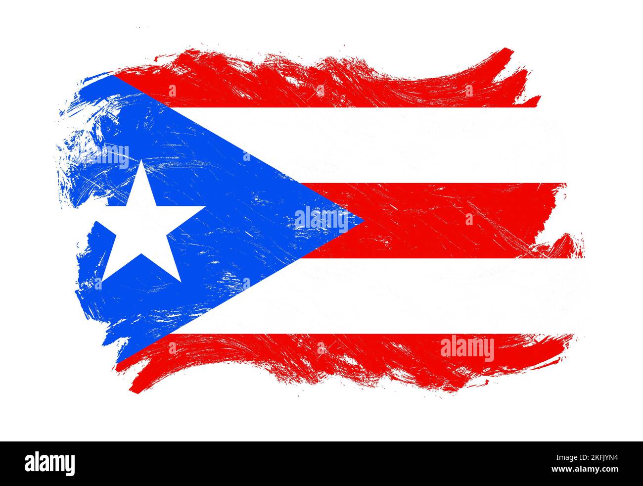 Puerto rico flag on distressed grunge white stroke brush background ...