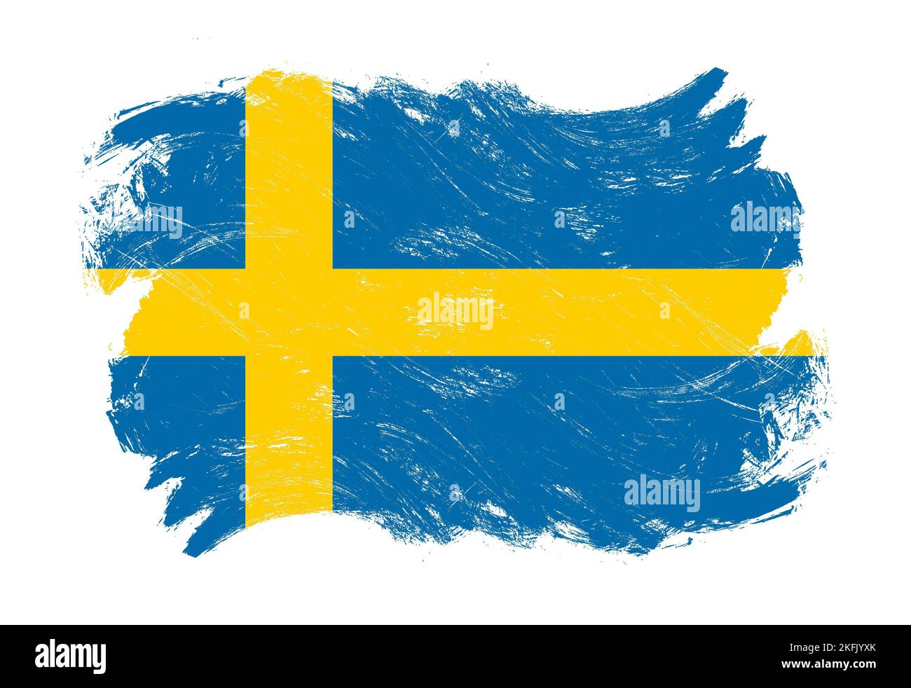 Sweden flag on distressed grunge white stroke brush background Stock ...
