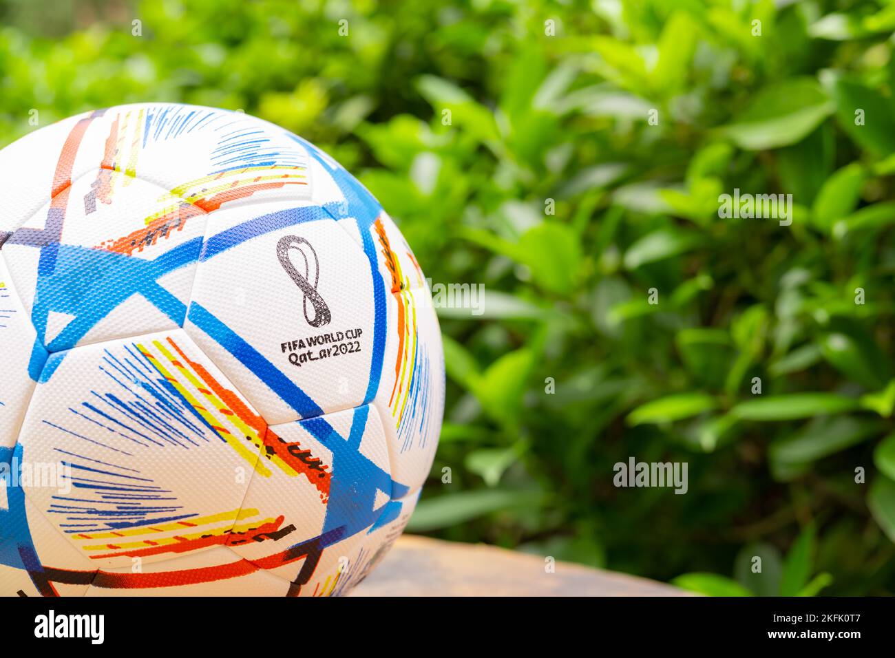 ZHONGSHAN China-November 19,2022:a football or soccer for The FIFA ...