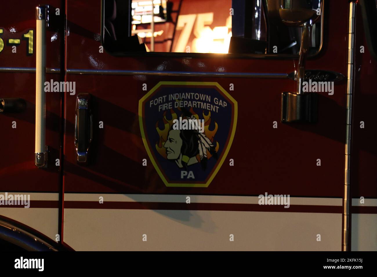 A fire truck assigned to the Fort Indiantown Gap Fire Department sits