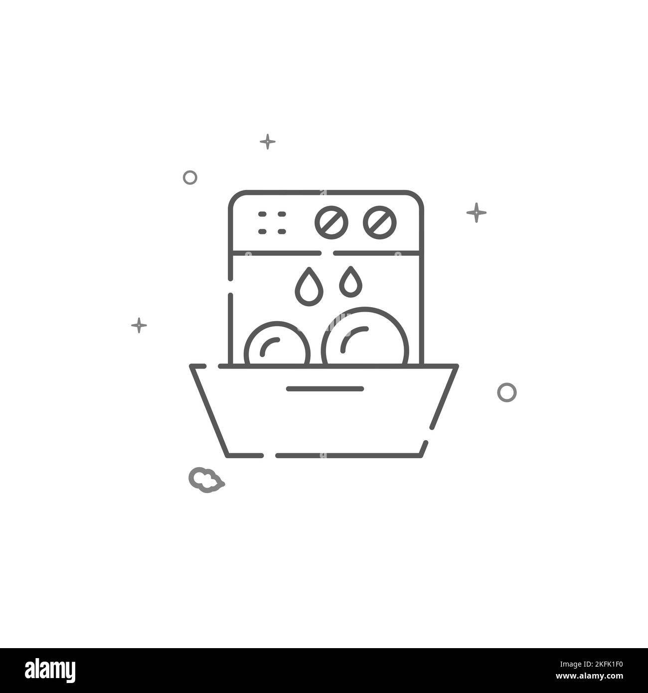 Dishwasher simple line icon. Symbol, pictogram, sign isolated on white