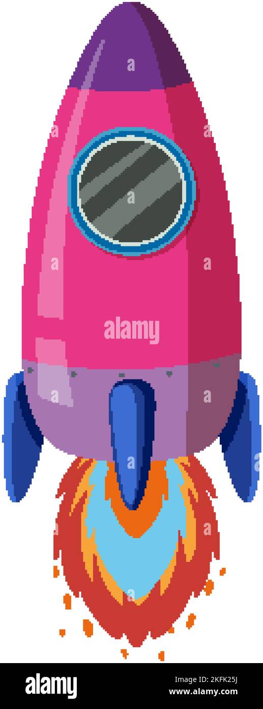 Pink rocketship isolated on white background illustration Stock Vector ...