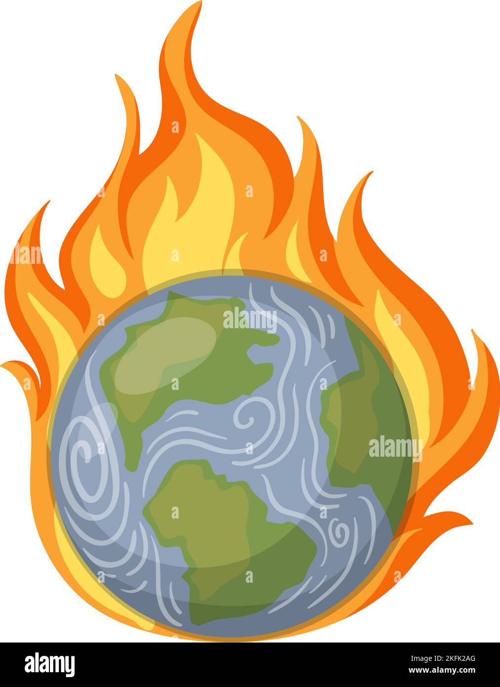 An earth on fire with high temperature illustration Stock Vector Image