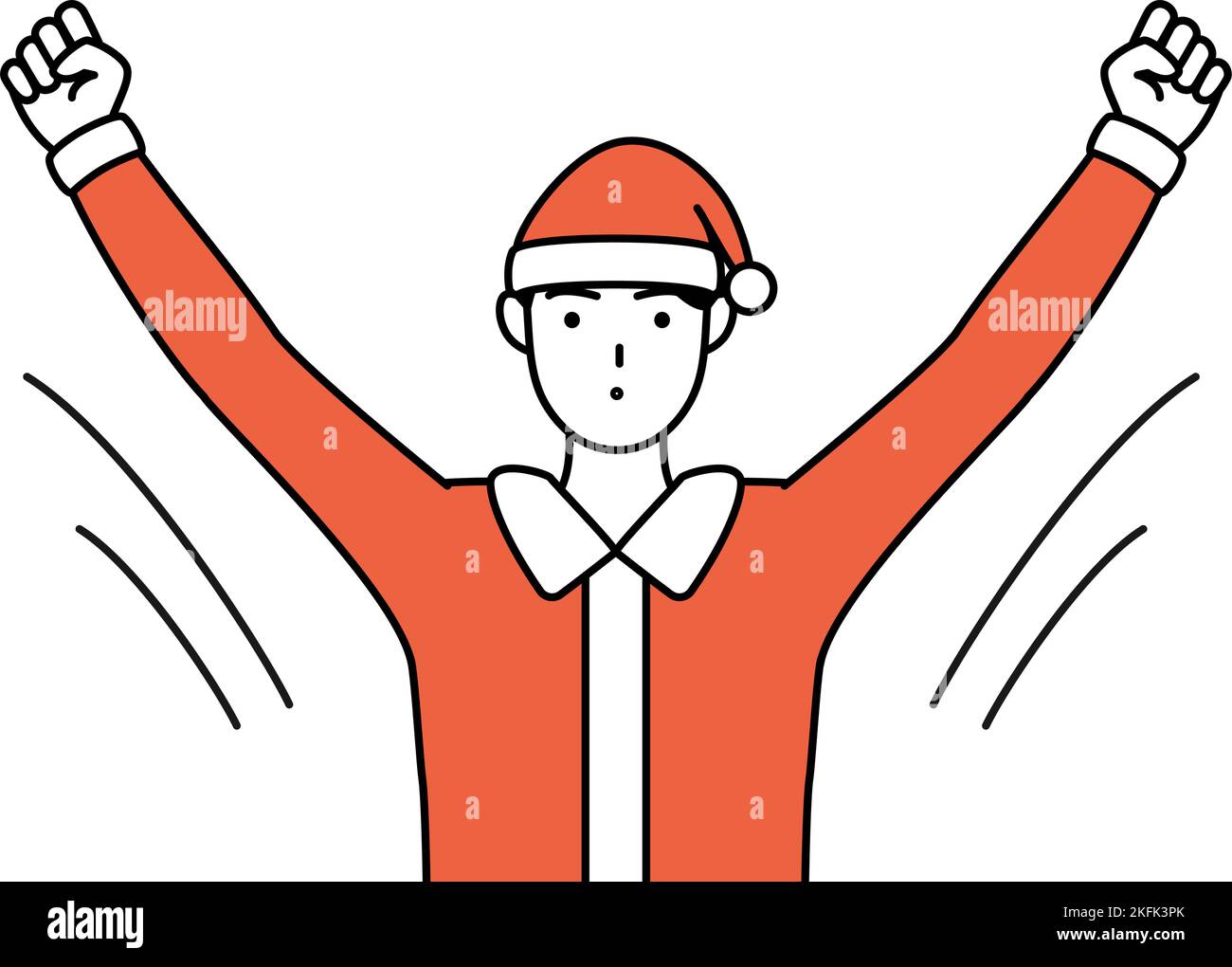 Simple line drawing illustration of a man dressed as Santa Claus taking a deep breath. Stock Vector
