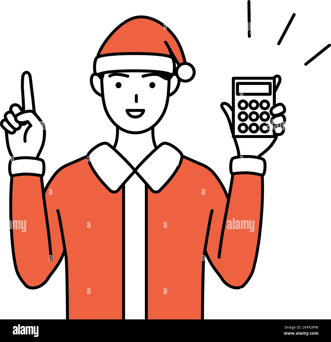 Simple line drawing illustration of a man dressed as Santa Claus ...
