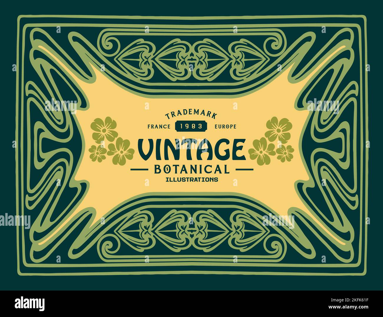 Luxury vintage label Art nouveau ornament illustration vector