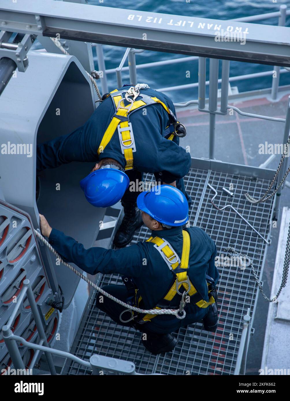Fire Controlman 2nd Class Carlos Espinosa, top, from Miami, and Fire ...