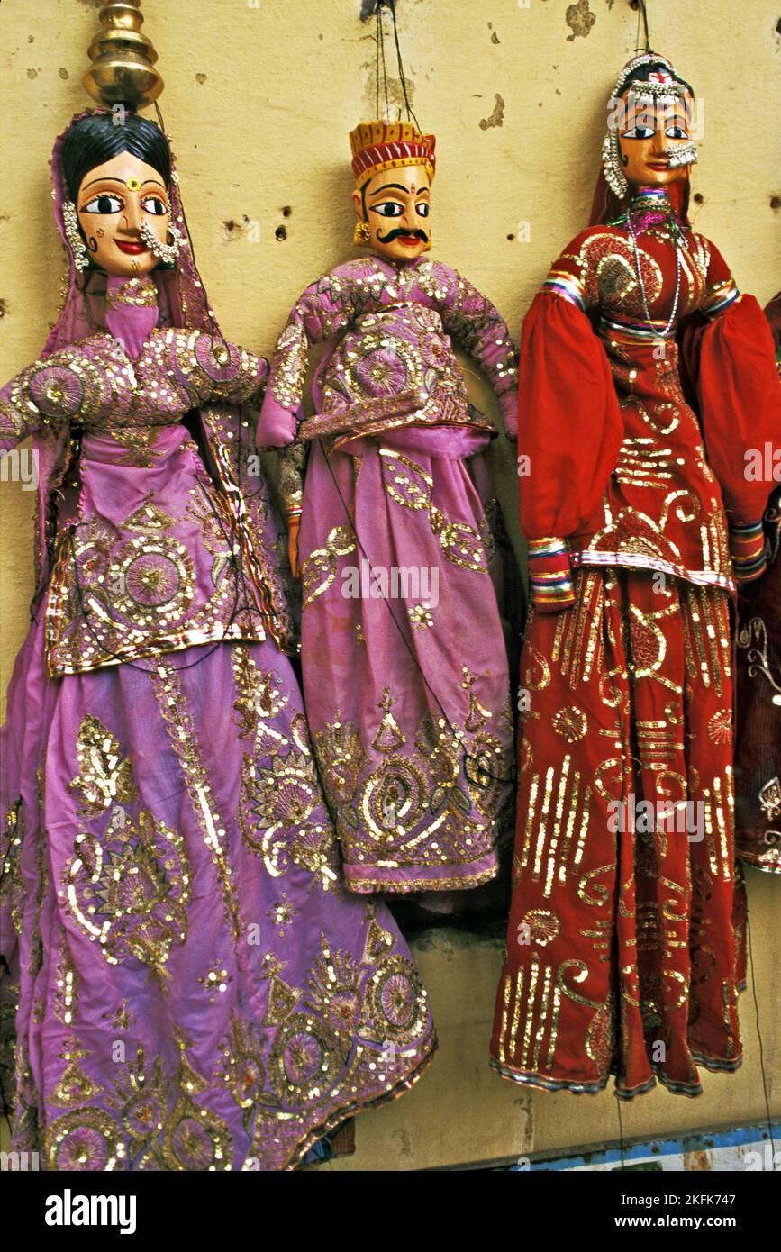 Traditional Rajasthani puppets, Jaipur, Rajasthan, India Stock Photo