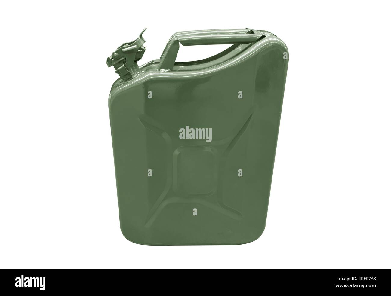 Green metal gas canister isolated on a white background. Canister for