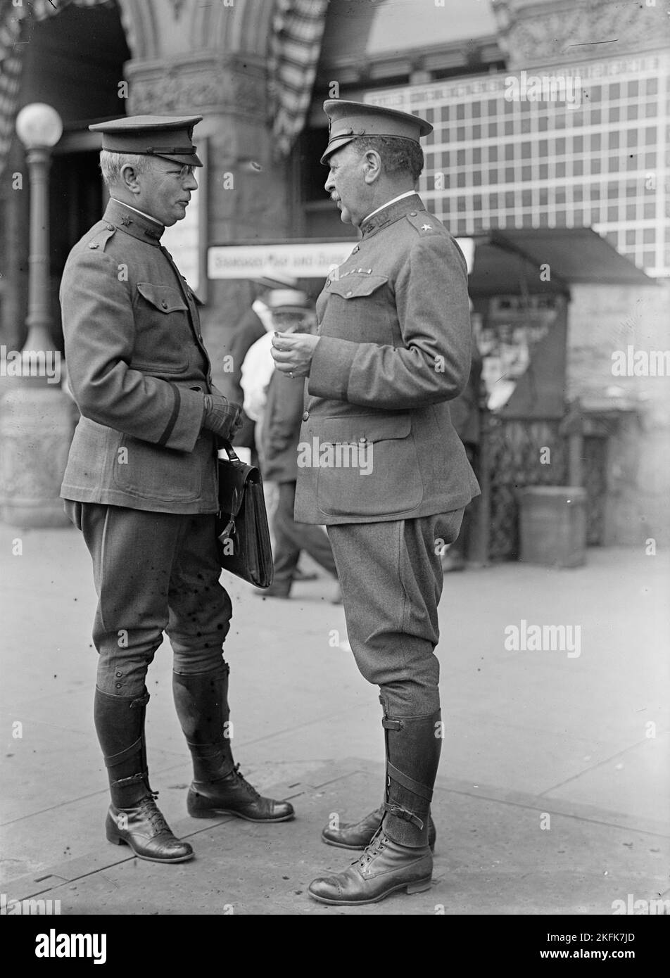 Brigadier General William Murray Black, US Army, Right, with Lieutenant Colonel Pierce, 1917. Black was Commandant of the Army Engineer School, and Chief of Engineers during World War I. Stock Photo