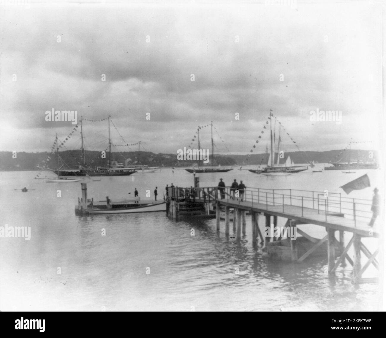 New York Oyster Bay, Long Island Yacht Club looking past pier to