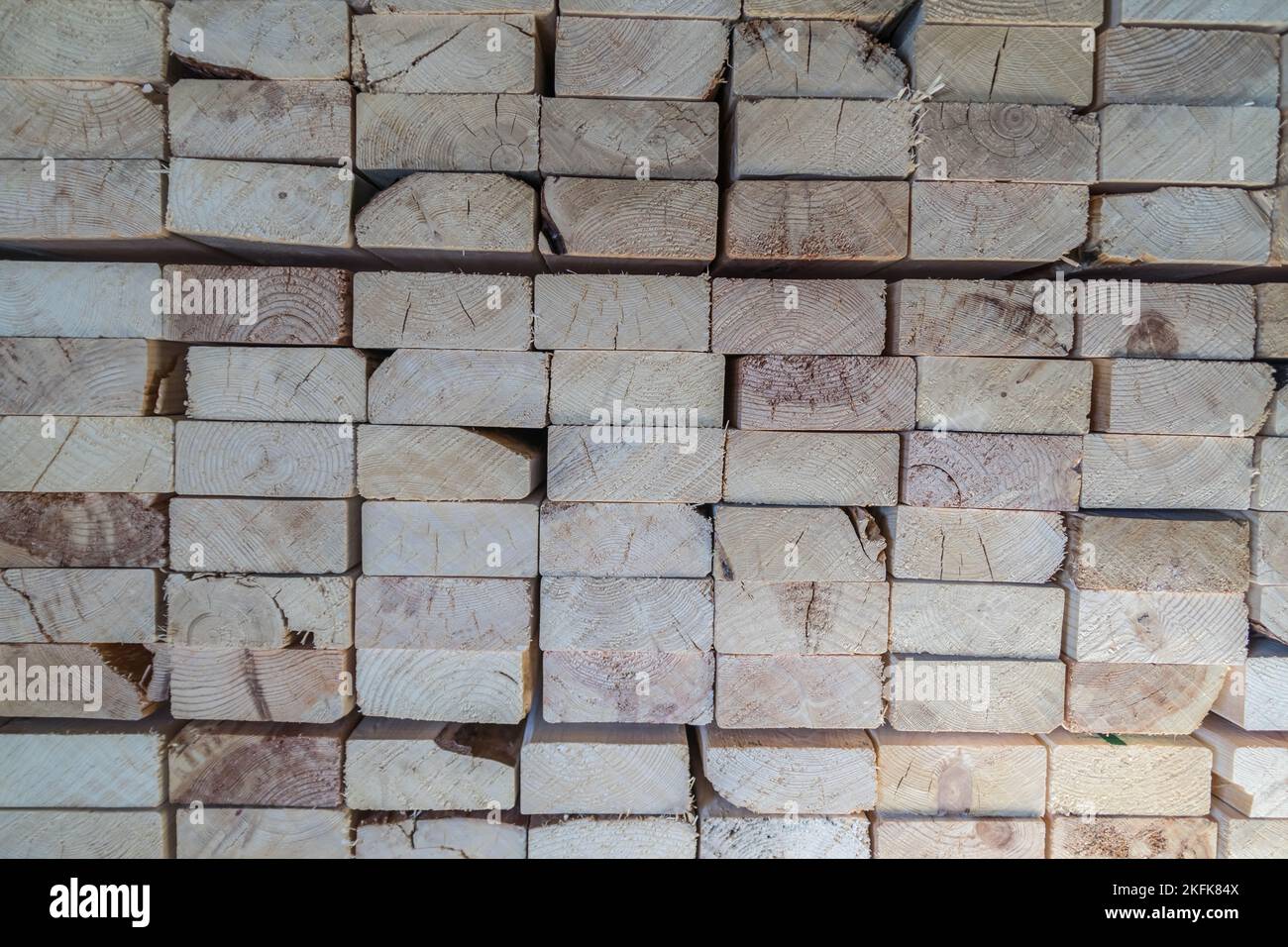 Stack of cut Lumber wood in a lumber Factory Stock Photo Alamy