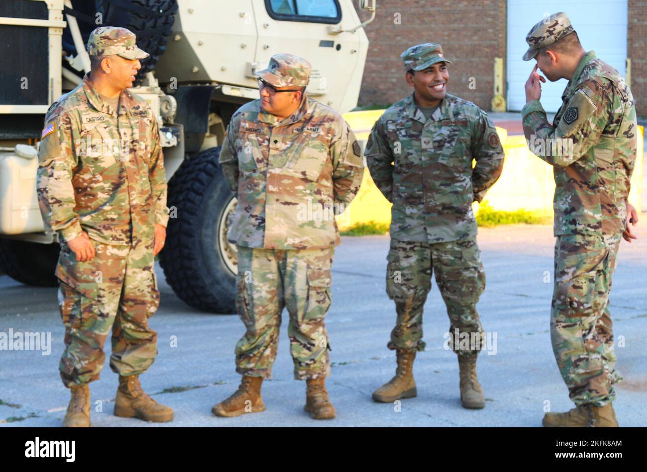North Riverside Armory Illinois National Guard Soldiers and Airmen talk prior to being ...