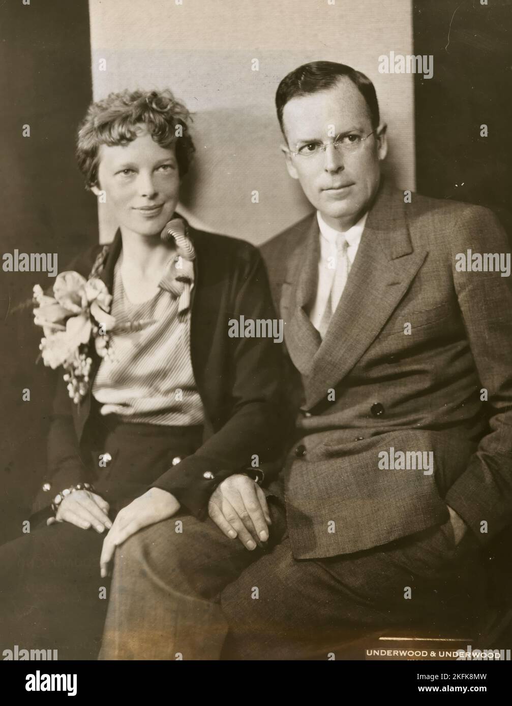 Portrait Amelia Earhart with her husband George Palmer Putnam ca. 1932 Stock Photo