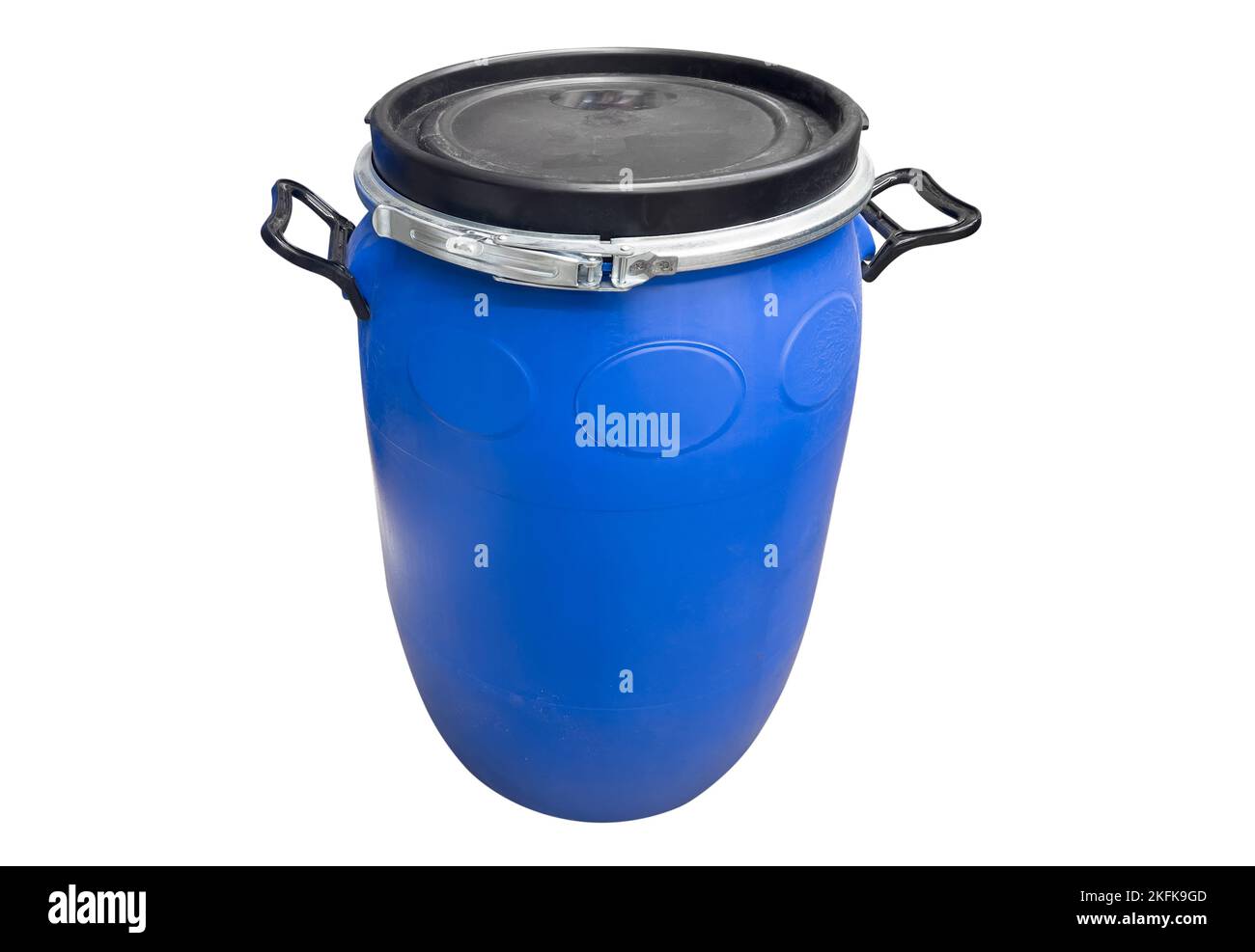 Plastic barrel container isolated on white background. Plastic storage