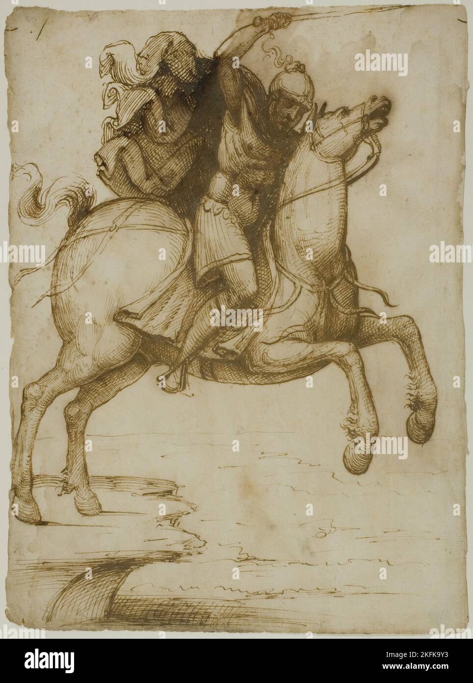 Marcus Curtius Leaping into the Abyss, c. 1530. Stock Photo