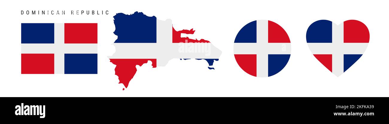Dominican Republic flag icon set. Republica Dominicana pennant in ...