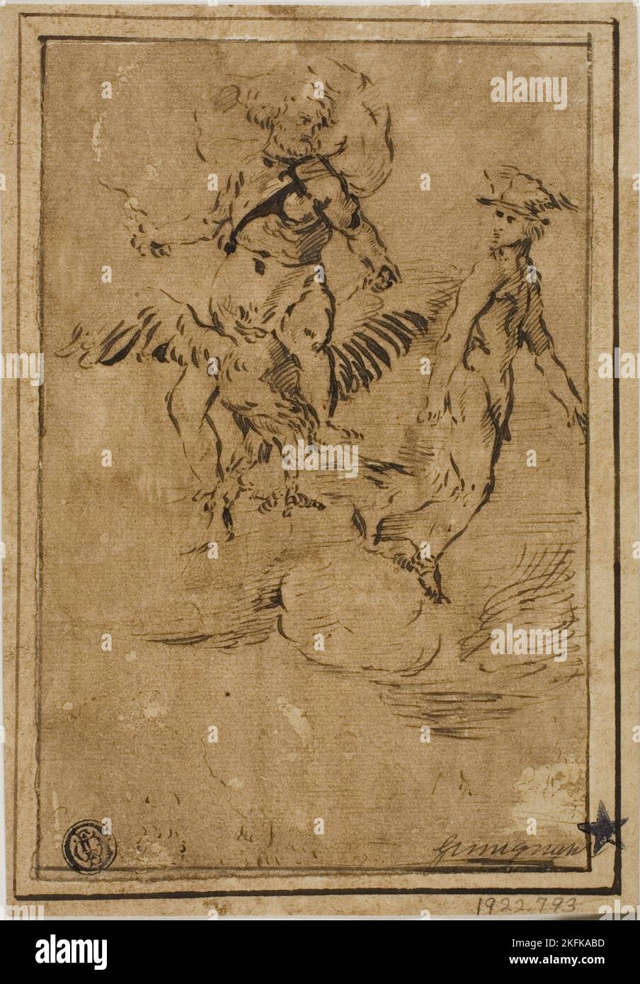 Jupiter and Mercury in the Clouds, n.d. Possibly by Giacinto Gimignani. Stock Photo