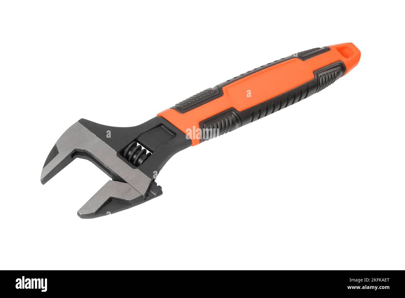 Adjustable wrench isolated in white background. New steel adjustable