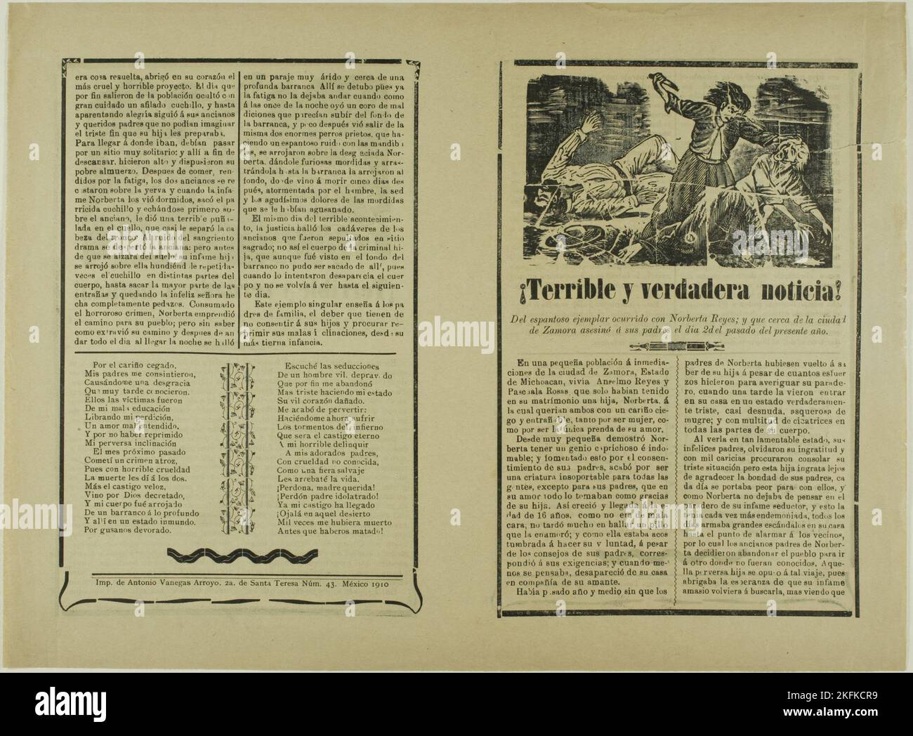 &#xa1;Terrible y verdadera noticia! (Terrible and Real News!), 1910. Stock Photo