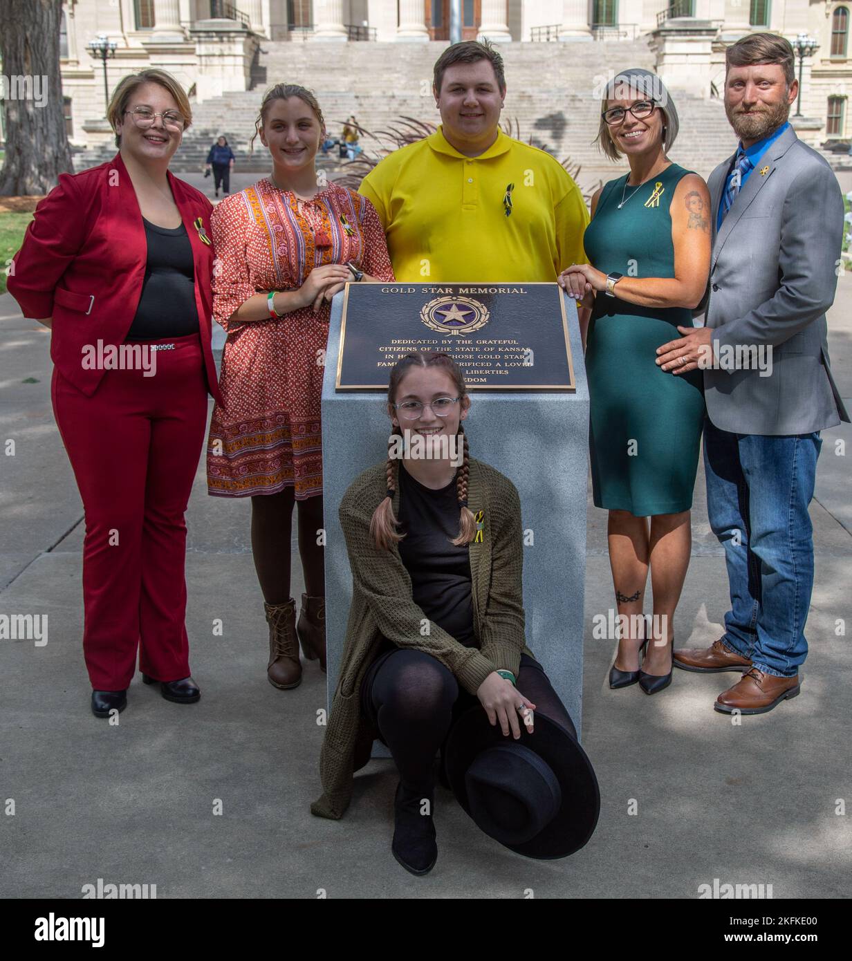 The ListerHerring family visits the newly erected Kansas Gold Star Family memorial monument at