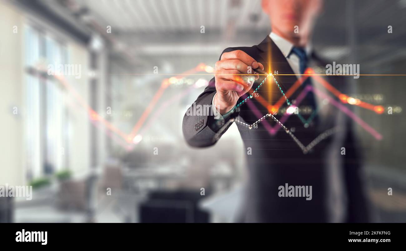 Business graph and trade monitor Stock Photo