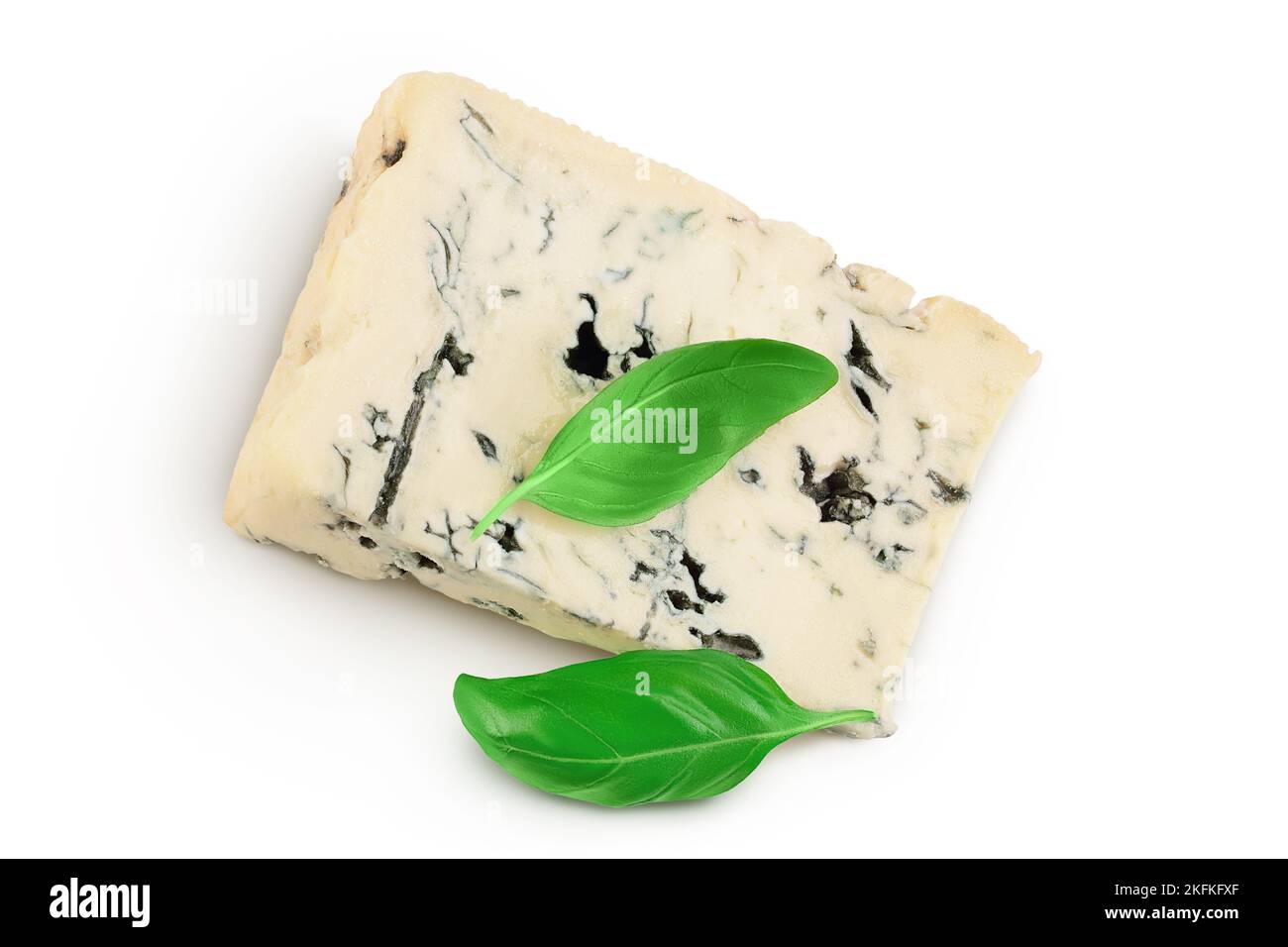 Blue cheese isolated on white background with full depth of