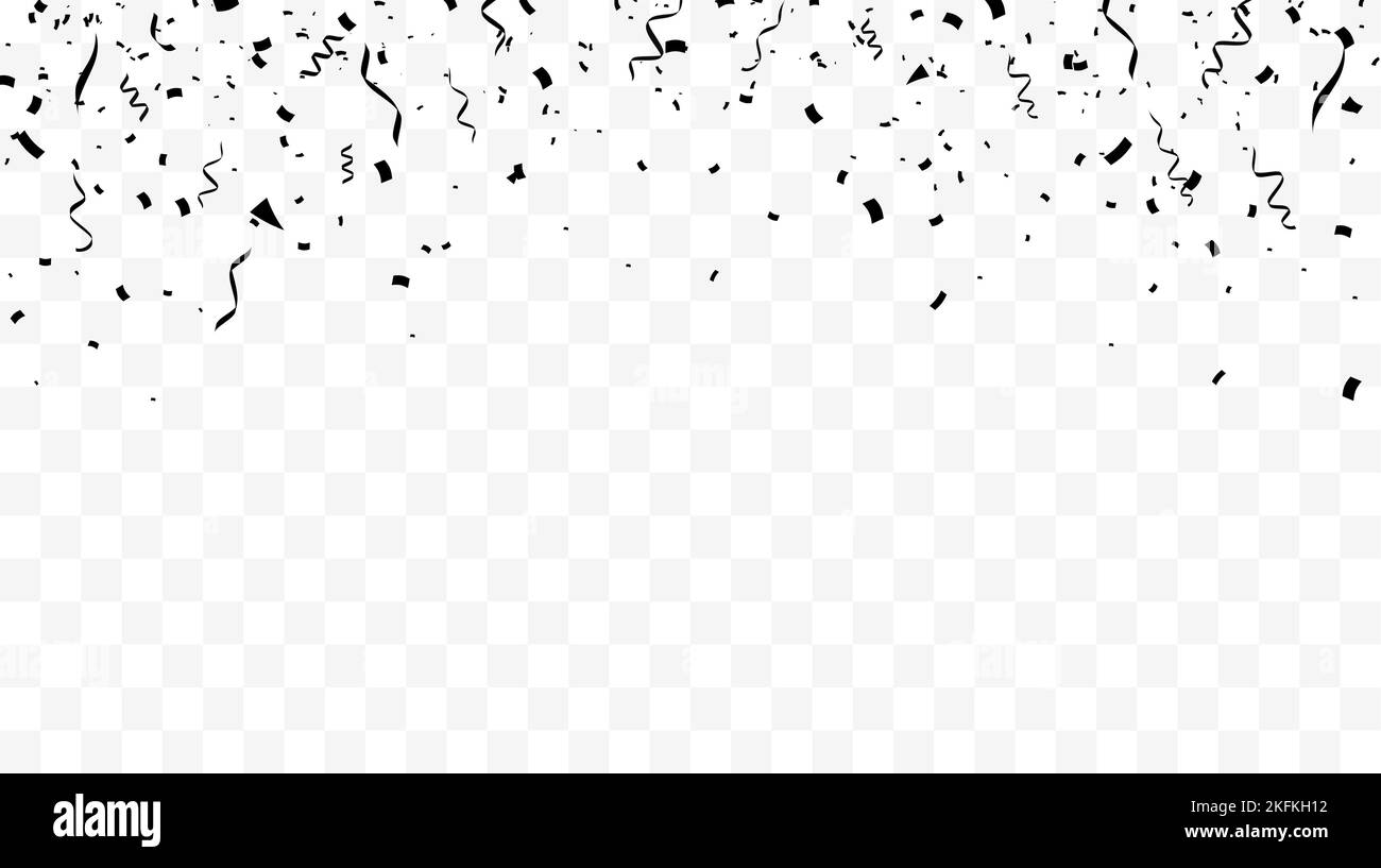 Black confetti background. Festive backdrop. Party design with golden