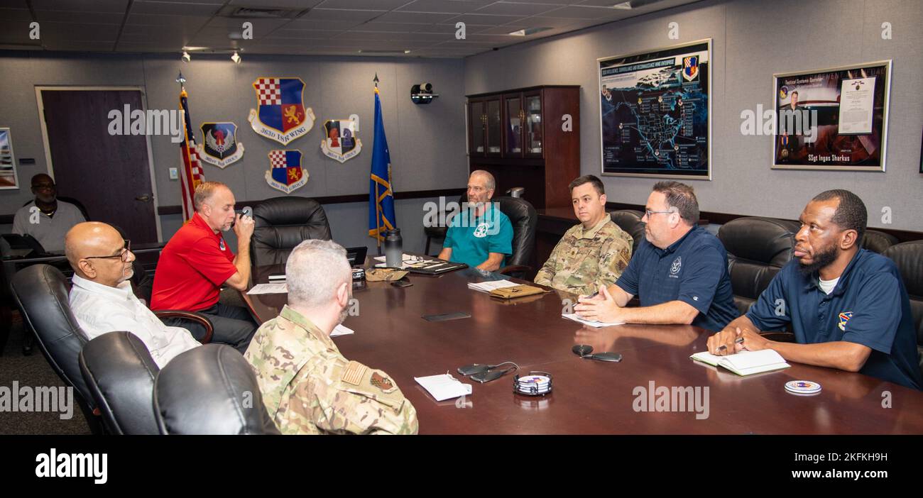 363d Intelligence, Surveillance, and Reconnaissance Wing Systems and Communication (SC) team out-brief Wing senior leadership of the Wing Cyber Dependency Analysis Project, Sept. 23, 2022 at Joint Base Langley-Eustis, Va. The Wing has partnered with engineers from the 38th Engineering Squadron and the 688th Cyberspace Wing, to establish a Mission Assurance program for the Wing, which is a focus on the protection, continued function, and resilience of capabilities and assets critical to supporting mission-essential functions. Stock Photo