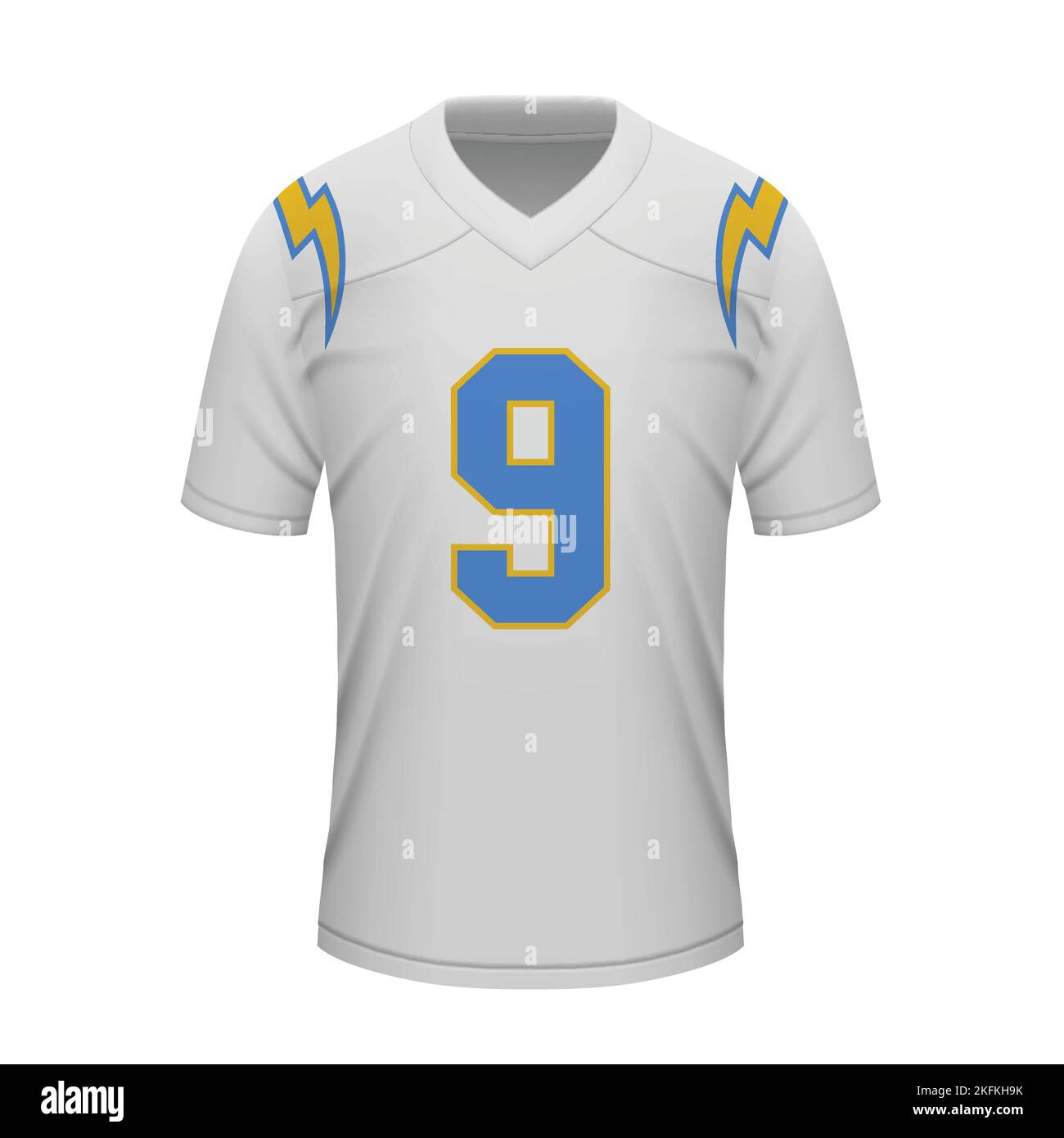Realistic american football away jersey Los Angeles Chargers, shirt