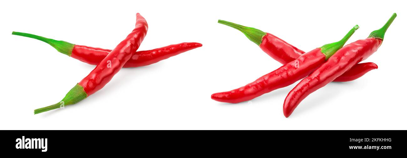 red hot chili peppers isolated on white background Stock Photo - Alamy
