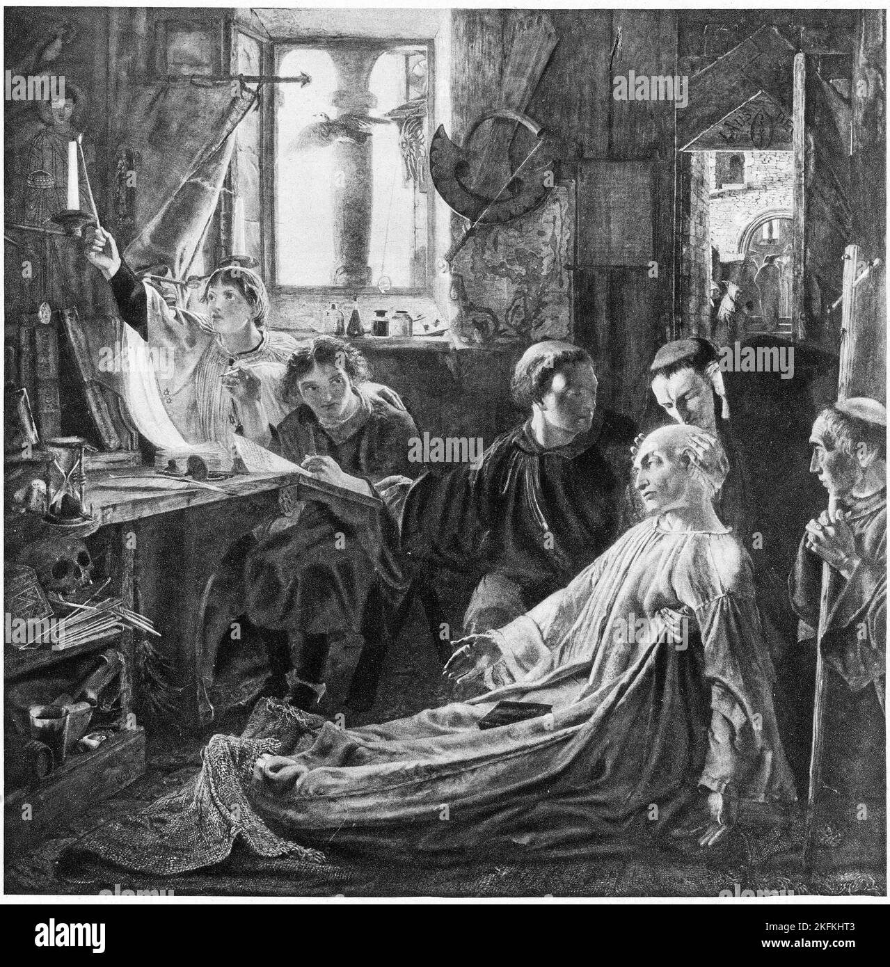 Halftone of the death of the Venerable Bede, from an educational publication, 1927 Stock Photo