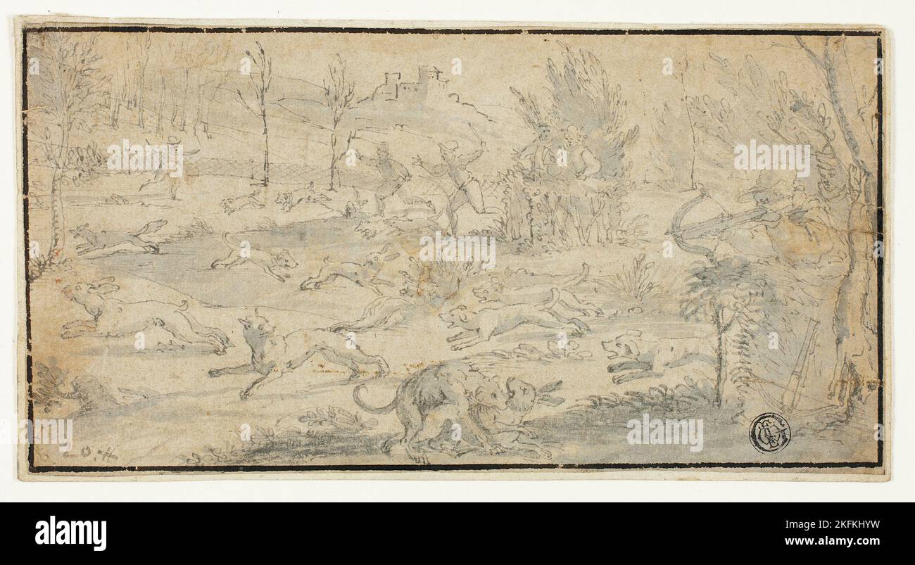 Hunting Scene, n.d. Attributed to Jacob Z&#xfc;berlein. Stock Photo