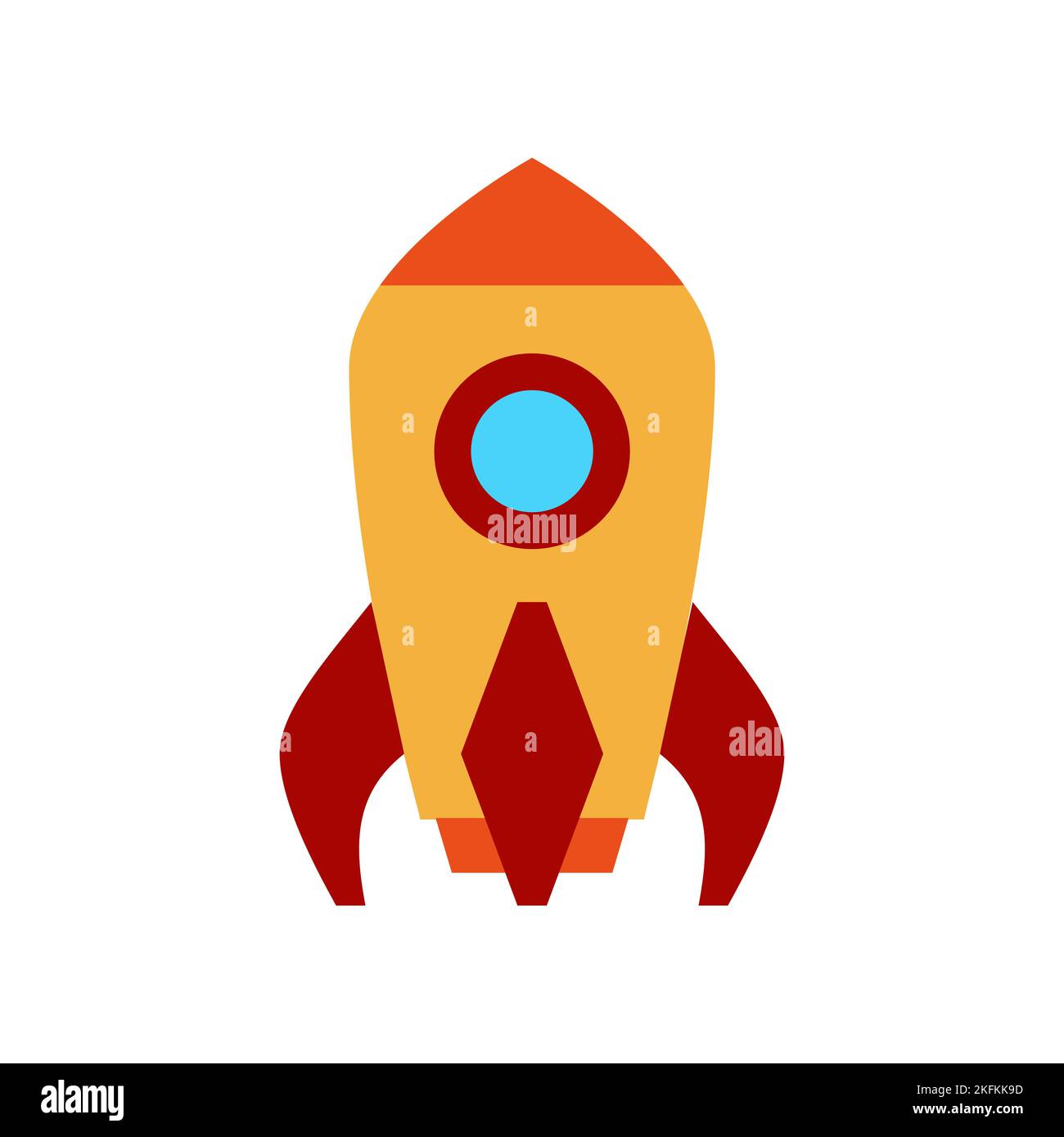 Vector illustration of a toy car in a flat style. Icon of a rocket ship ...