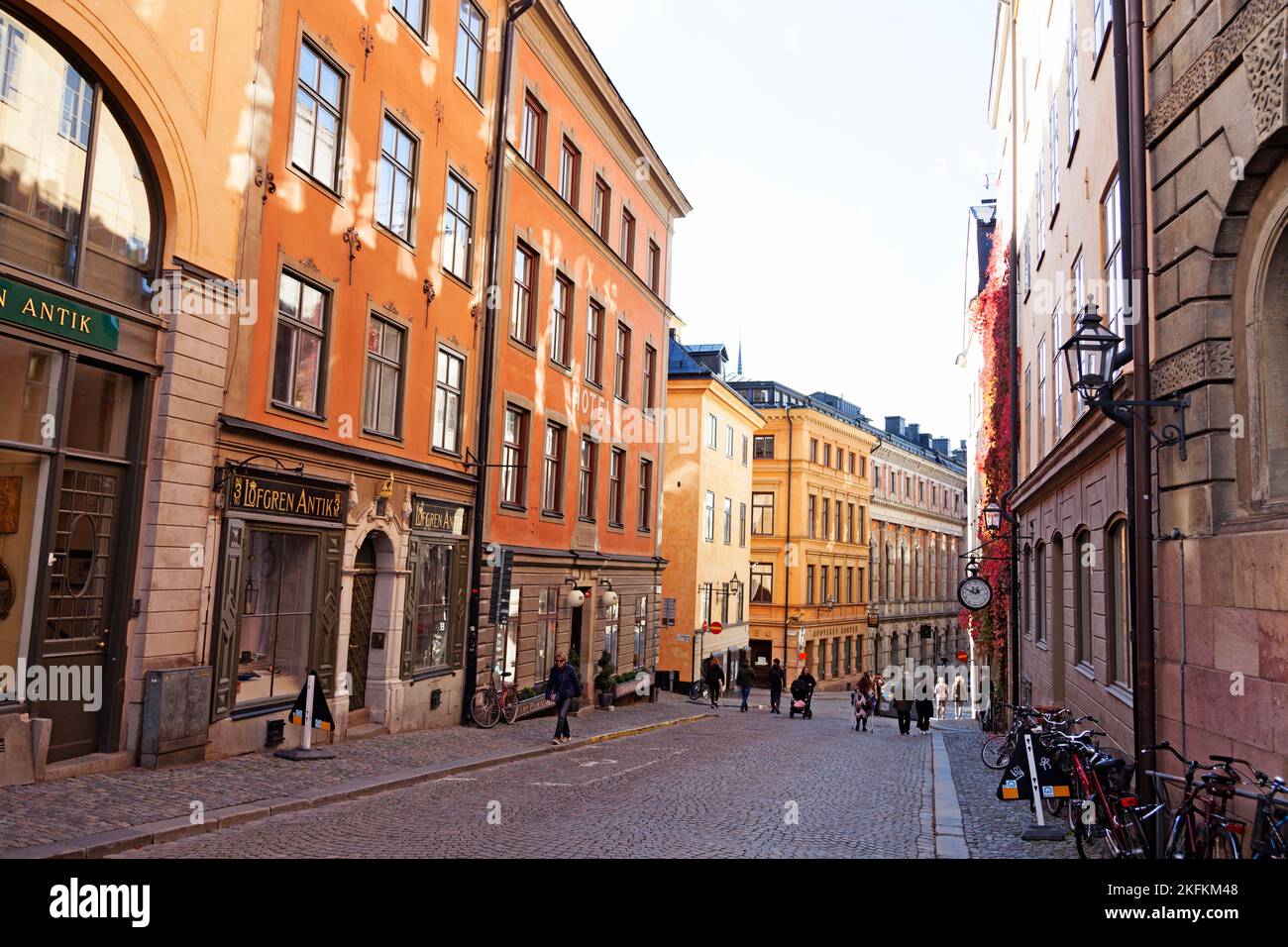 Stockholm, Sweden - October 12, 2022: an ordinary street in the old town with beautiful houses Stock Photo