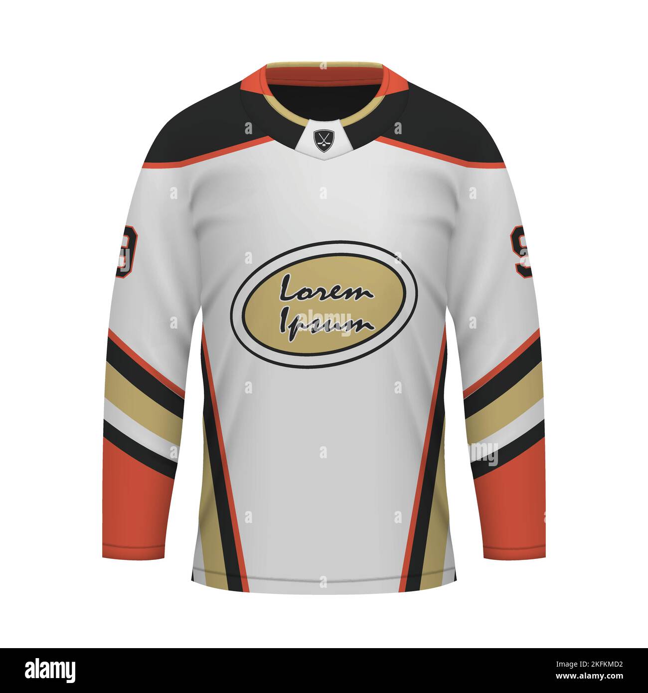 Realistic Ice Hockey away jersey Anaheim, shirt template for sport