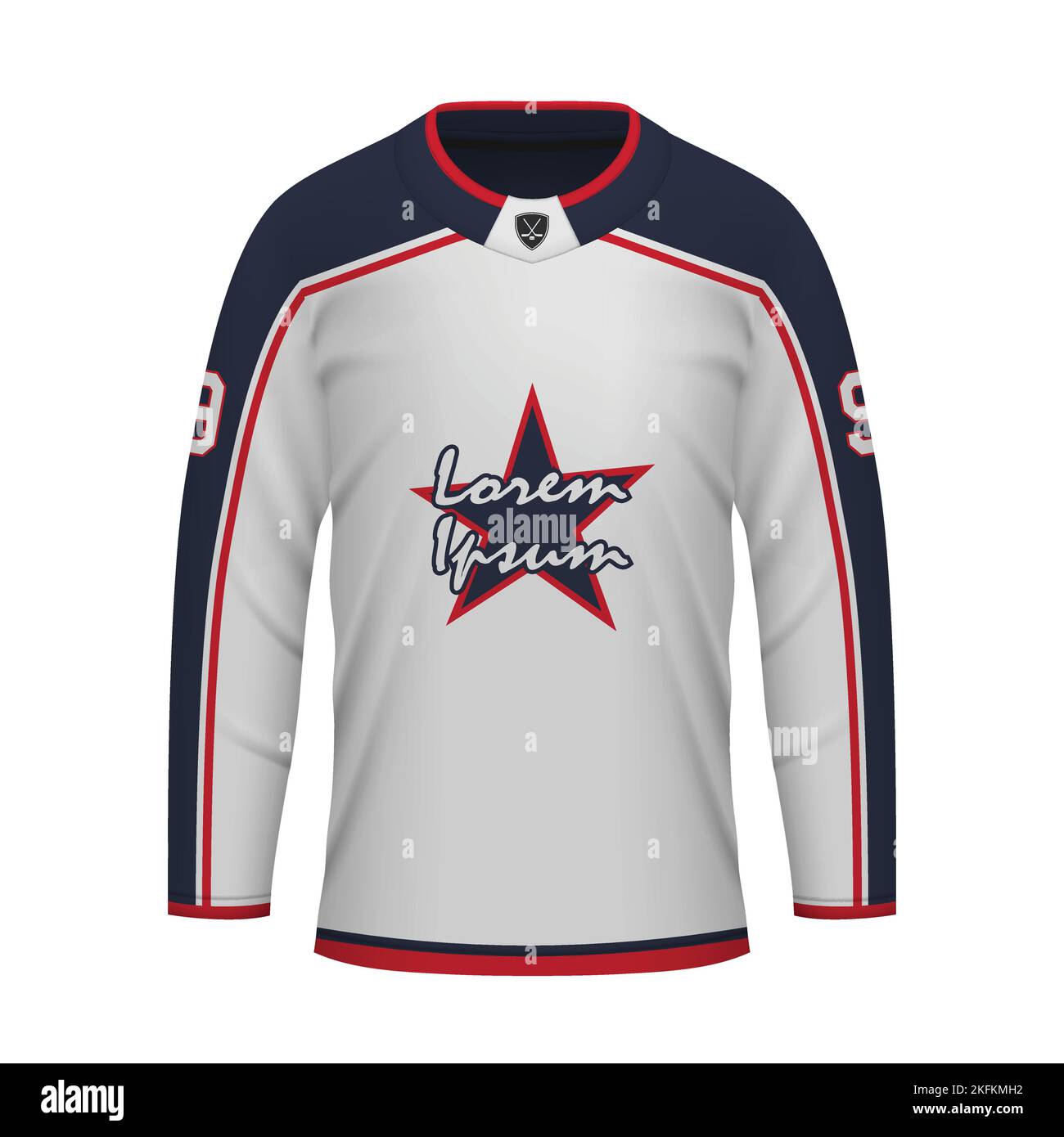 Realistic Ice Hockey away jersey Columbus, shirt template for sport
