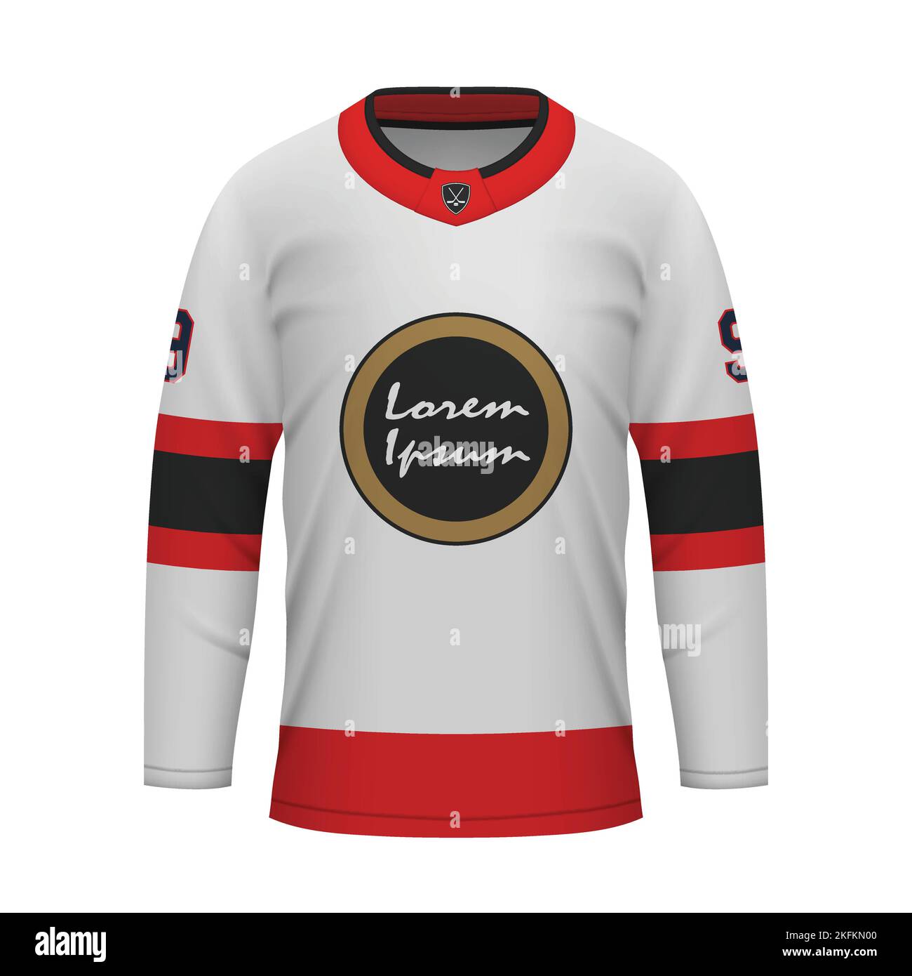 Realistic Ice Hockey away jersey Ottawa, shirt template for sport