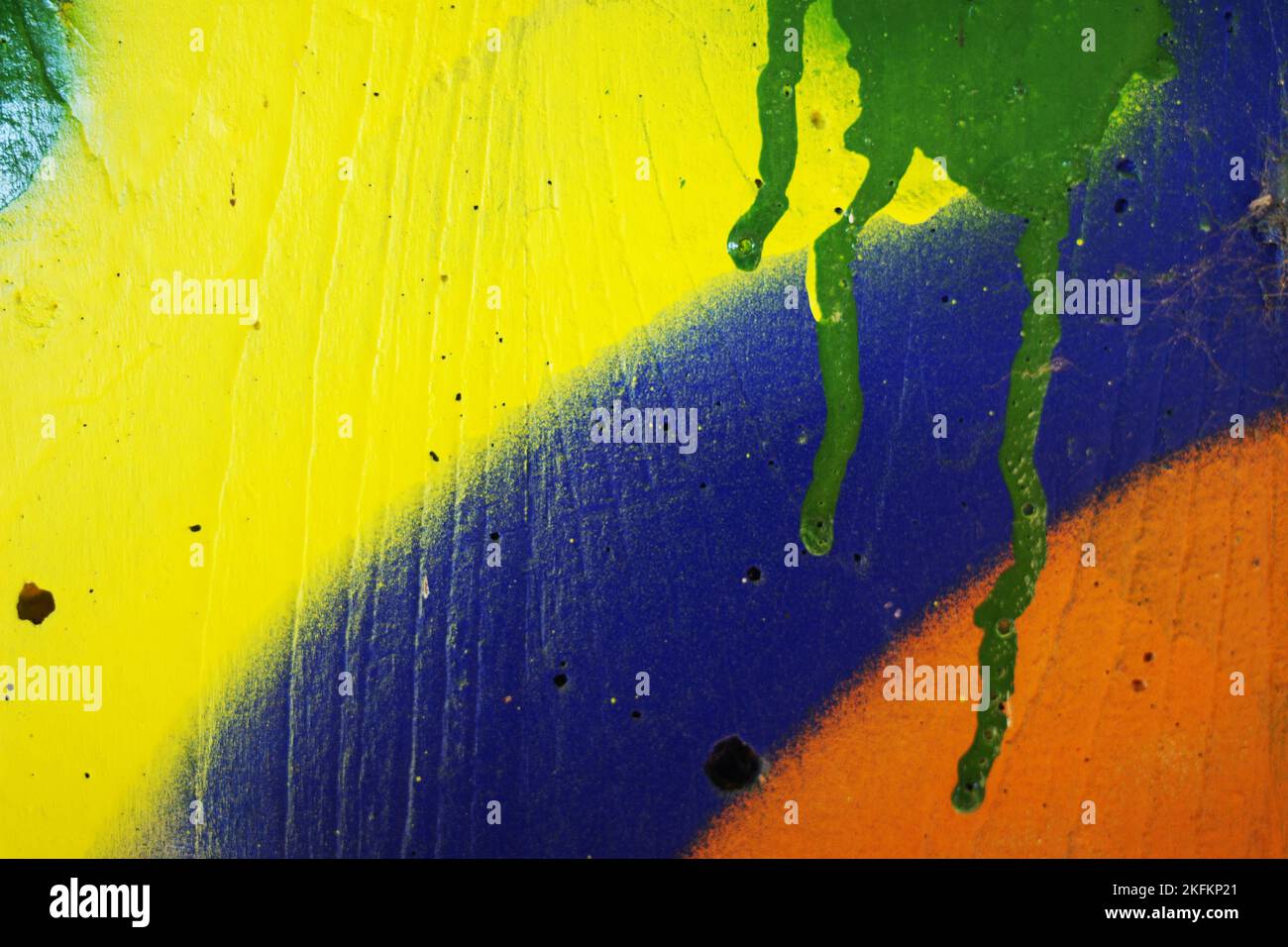 Green dripping paint on a concrete wall. Meant as a colorful background