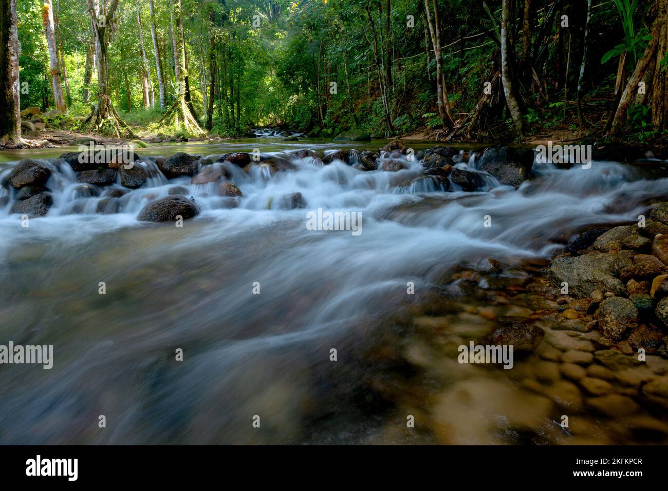 Scene of beautiful Ton Prai waterfall at Phang-gna province, Thailand. Stock Photo