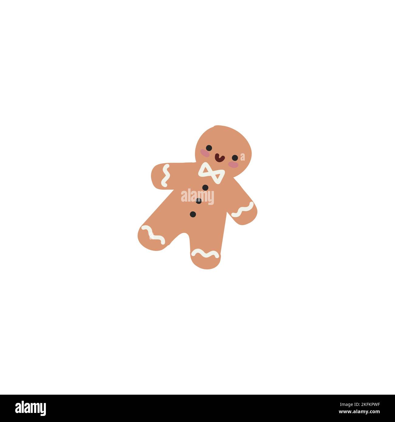 Funny ginger man cartoon sticker. Gingerbread doodle xmas clipart. Vector hand drawn christmas illustration Stock Vector