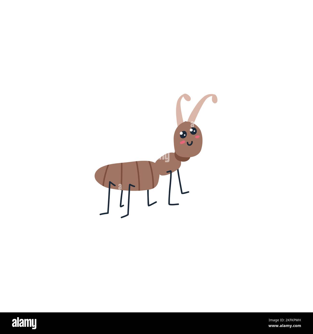 Hand drawn ant. Worker bug marching. Vector cute cartoon character ...