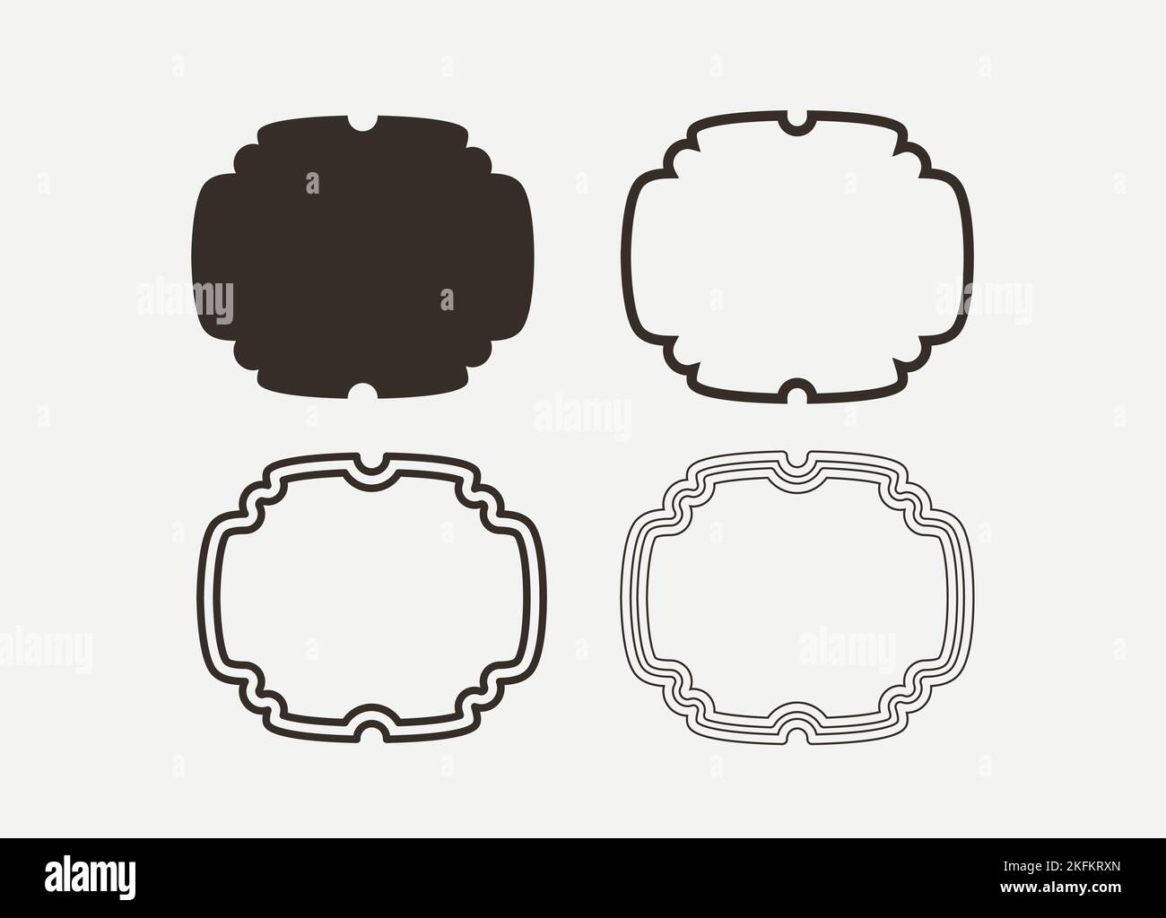 Wedding frame. Mailbox Monogram Basic Shape, Monogram Frame Empty frame label Vector Template. Stock Vector